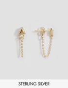 Asos Gold Plated Sterling Silver Triangle Chain Earrings - Gold
