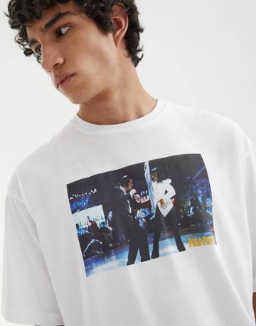 Pull & Bear Pulp Fiction T-shirt In White