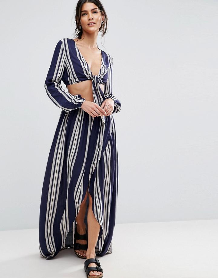 Asos Maxi Beach Skirt In Stripe Co-ord - Multi
