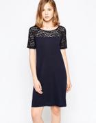 Jdy Kimmie Short Sleeve Lace Dress In Blue - Blue