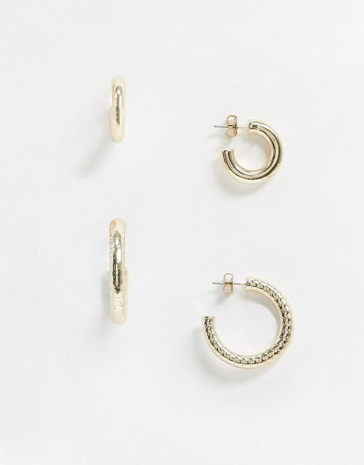 Vero Moda 2 Pack Of Hoop Earrings In Gold