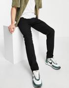 Weekday Sunday Slim Tapered Jeans In Almost Black
