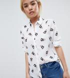 Asos Design Petite Soft Shirt In Festival Panda Print - Multi