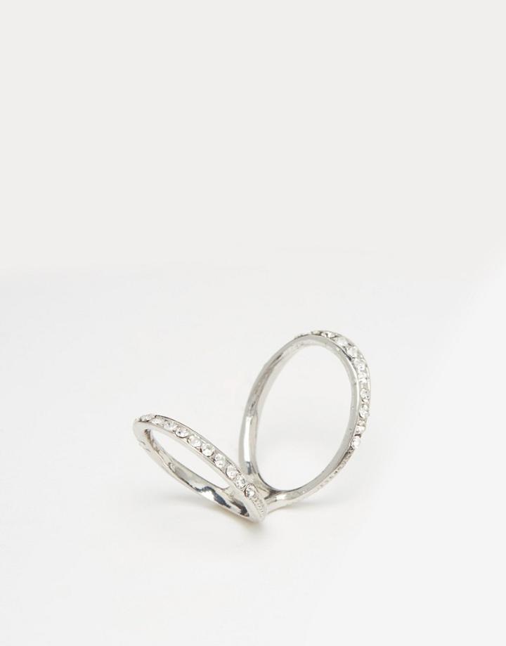 Lipsy Pave Double Ring - Silver