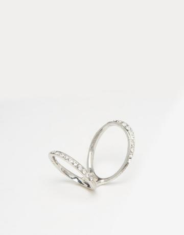Lipsy Pave Double Ring - Silver