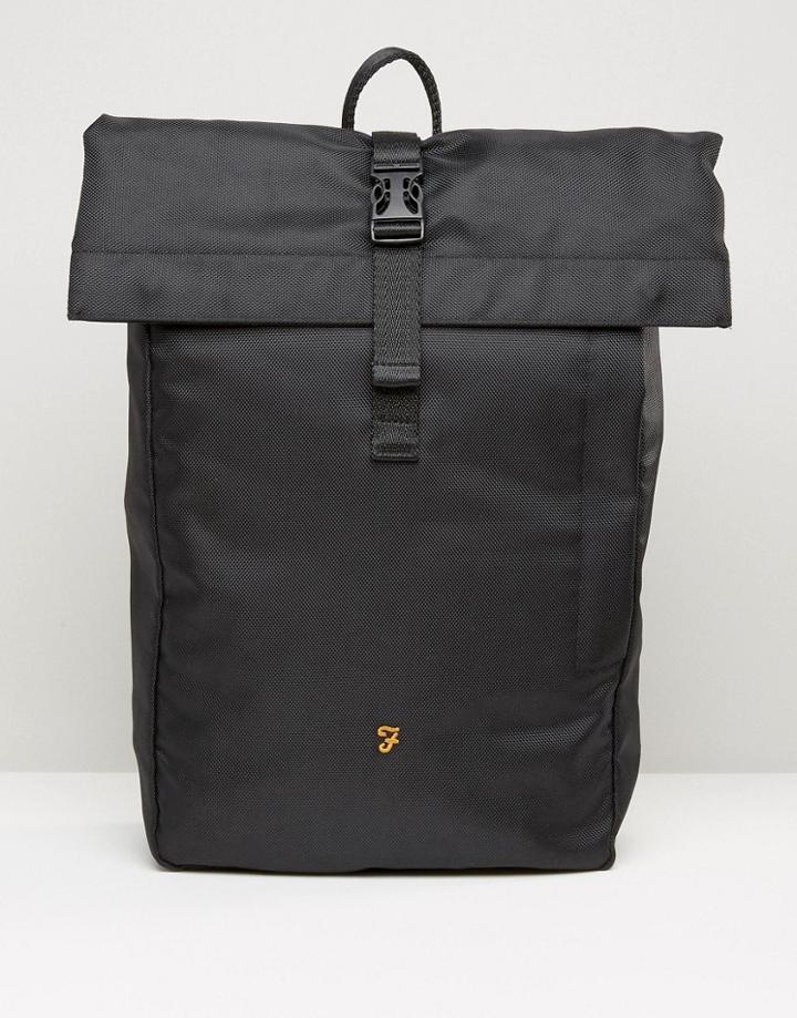 Farah Roll Top Backpack In Black - Black