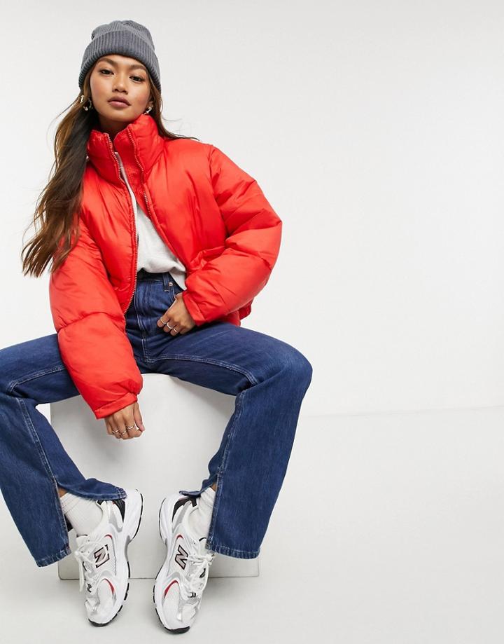 Weekday Hedda Short Padded Jacket In Red