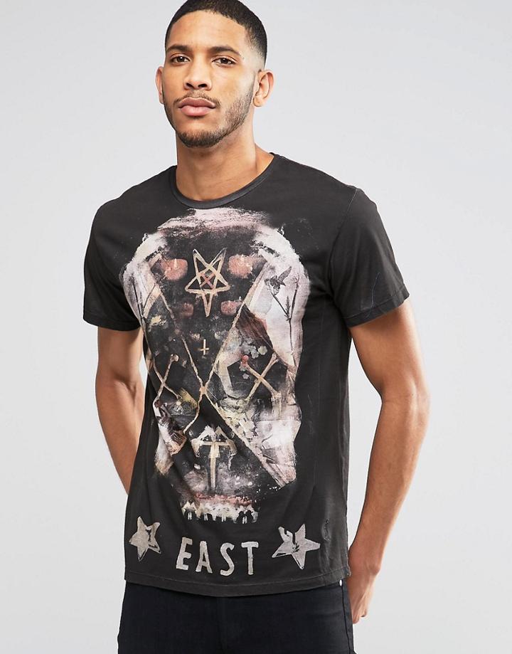 Religion Liberty Skull Crew Neck T-shirt - Black