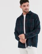 Farah Hemmings Plaid Cord Overshirt In Navy