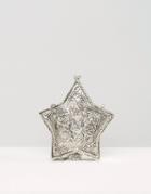 Park Lane Hand Made Etched Star Bag With Detachable Strap - Silver