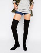 Asos Karlie Tall Leg Flat Over The Knee Boots - Black