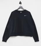 Nike Plus Trend Fleece Cropped Crew Neck Sweatshirt In Black