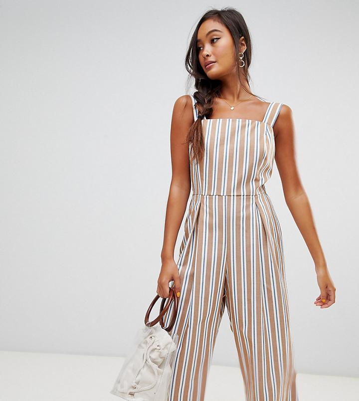 Miss Selfridge Pinafore Jumpsuit In Stripe-multi