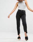 Monki Step Hem Jeans - Black
