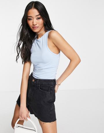 Asos Design Ruched Side Tank In Blue