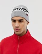 Tommy Hilfiger Logo Knitted Beanie In Gray - Gray