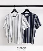 Topman 2 Pack Classic Fit Stripe T-shirt In Multi