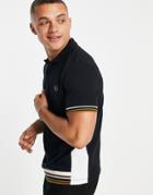 Fred Perry Contrast Panel Polo Shirt In Black