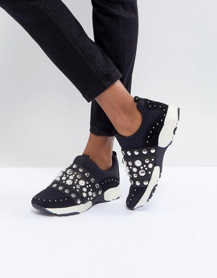 Carvela Luck Studded Sneakers - Black