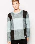 Cheap Monday Crew Knit Sweater Moe Large Mist Check - Green Mist Check