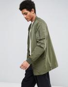 Casual Friday Longline Ma1 Bomber Jacket - Green