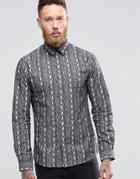 Noose & Monkey Skinny Shirt In Snakeskin - Black