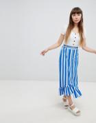 New Look Frill Hem Stripe Skirt - Multi