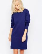 Selected Dalia Long Sleeve Sweat Dress In Blue - Blue