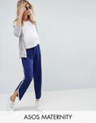 Asos Maternity Curved Hem Contrast Binding Jogger - Blue