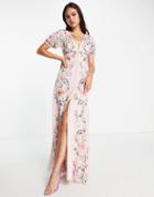 Maya Embroidered Tea Dress In Blush-pink