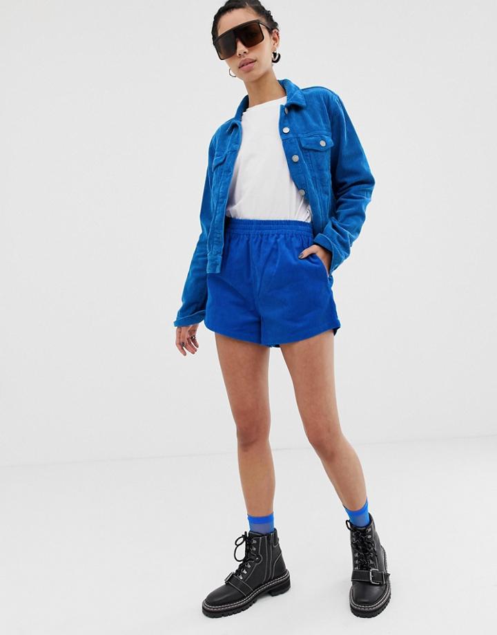 Dr Denim High Rise Cord Short-blue