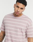 New Look Oversized Striped T-shirt In Pink