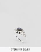 Asos Sterling Silver Filigree Abalone Stone Ring - Silver