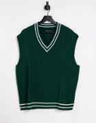 Asos Design Cable Knit Cricket Tank In Bottle Green