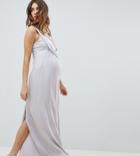 Asos Design Maternity Exclusive Cowl Front Maxi Dress - Gray