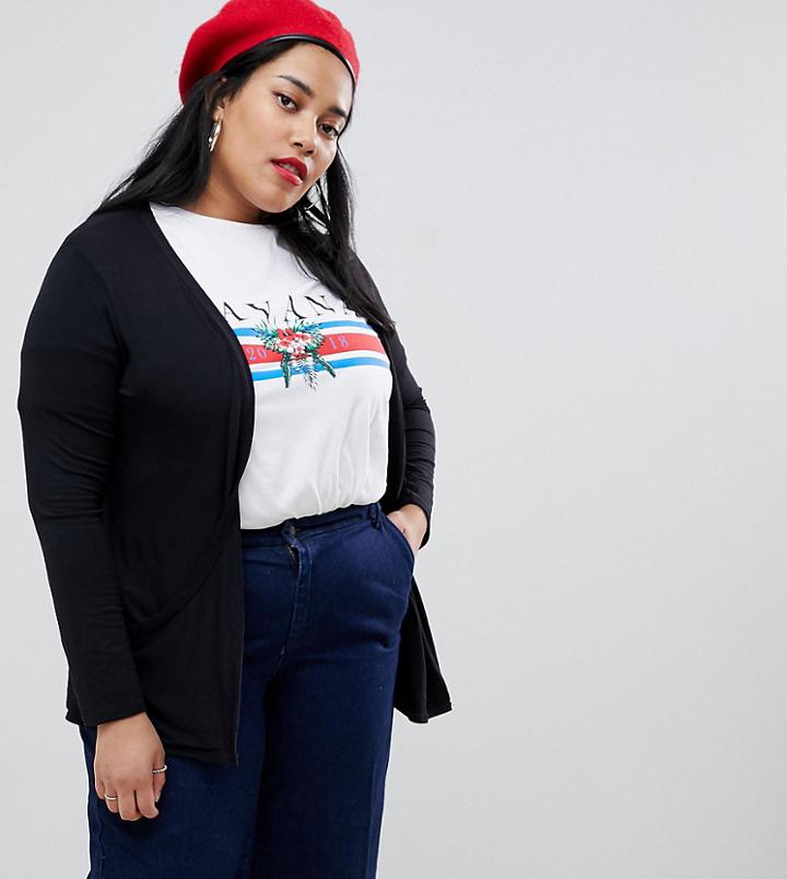New Look Curve Boyfriend Cardi In Black - Black