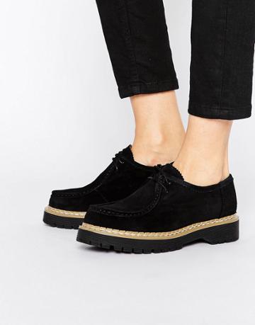 Bronx Suede Tie Up Shoe - Black