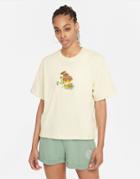 Nike Logo Twist Embroidered Boxy T-shirt In Cream-white