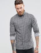 Noose & Monkey Skinny Shirt In Houndstooth - Black