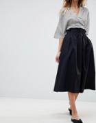 Asos Tailored Linen Prom Skirt - Black