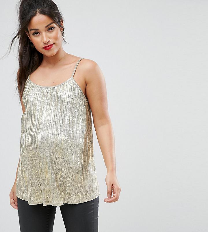 Asos Maternity Tall Metallic Cami - Gold