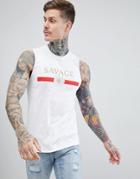 Boohooman Sleeveless T-shirt With Savage Print In White - White