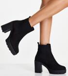 Asos Design Wide Fit Eve Heeled Chunky Chelsea Boots In Black