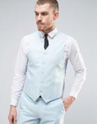Gianni Feraud Wedding 55% Linen Slim Fit Vest - Blue