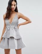 Missguided Double Tiered Lace Dress - Blue