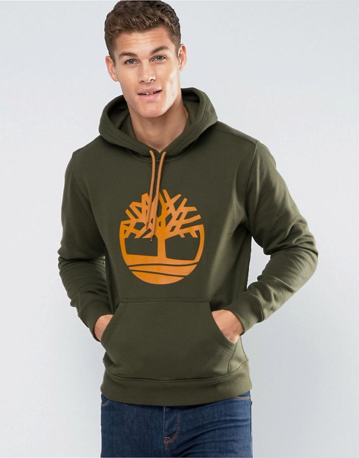 Timberland Overhood Logo Hoodie In Green - Green