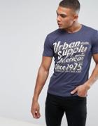 Solid T-shirt With Graphic Print In Slim Fit - Navy