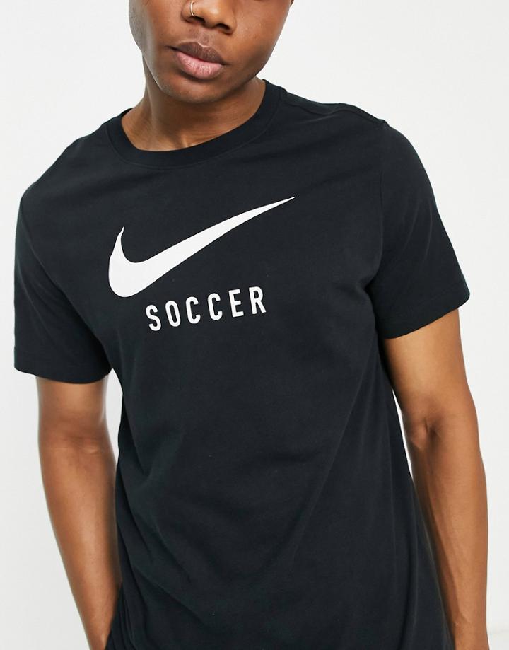 Nike Soccer Swoosh Logo T-shirt In Black