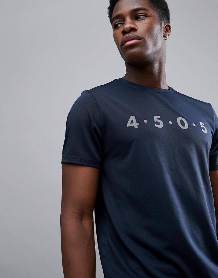 Asos 4505 T-shirt With Quick Dry And Reflective Logo Print - Blue