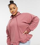 Influence Plus Frill Hem Hoodie Set In Rose Pink
